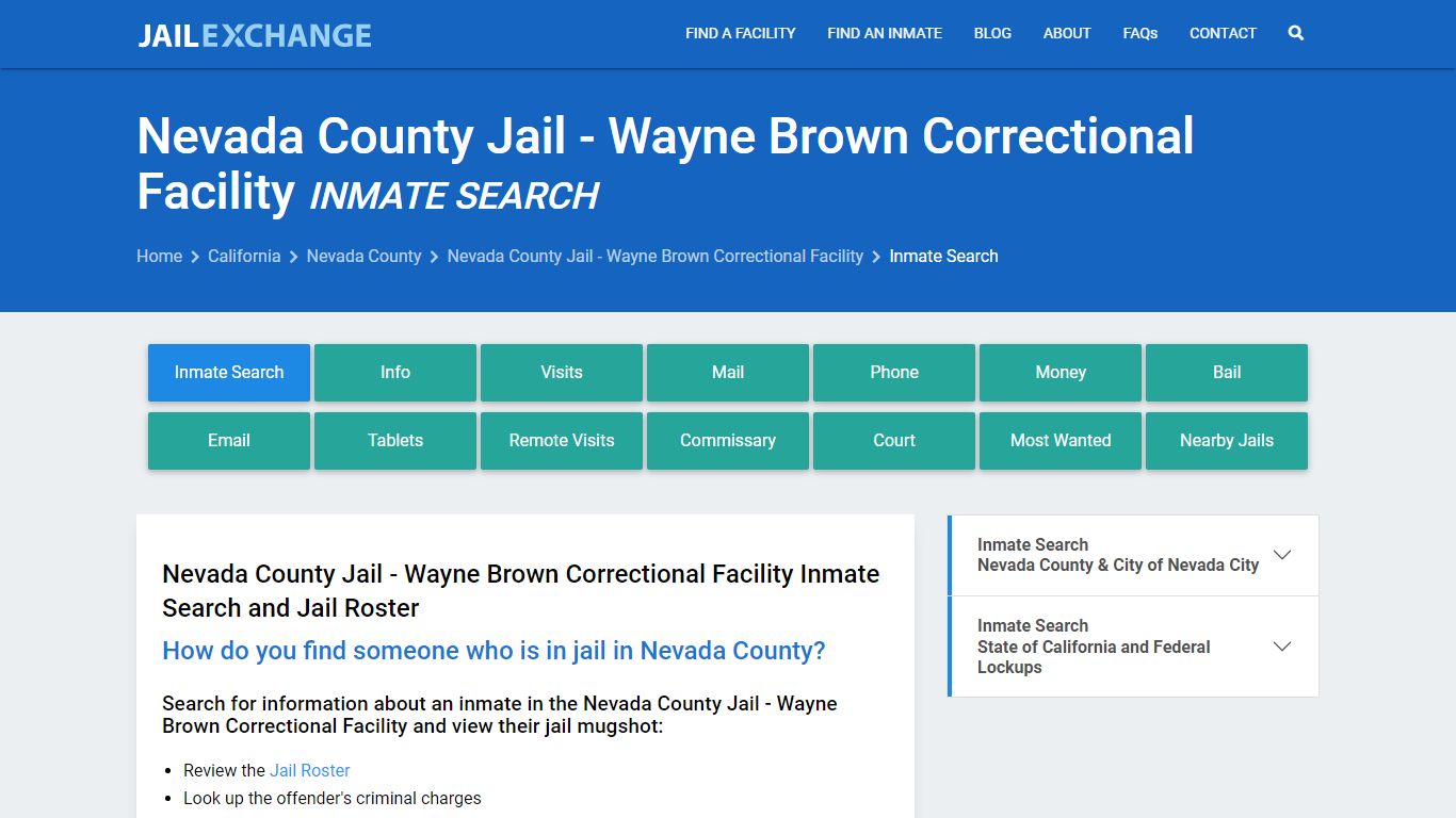 Inmate Search: Roster & Mugshots - Nevada County Jail - Wayne Brown ...
