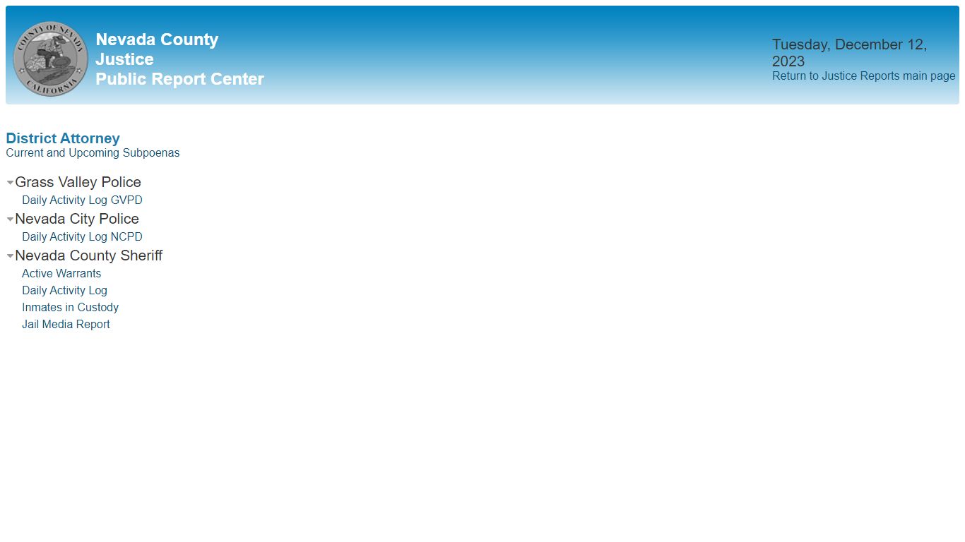 Justice Public Report Center - reports.nevcounty.net