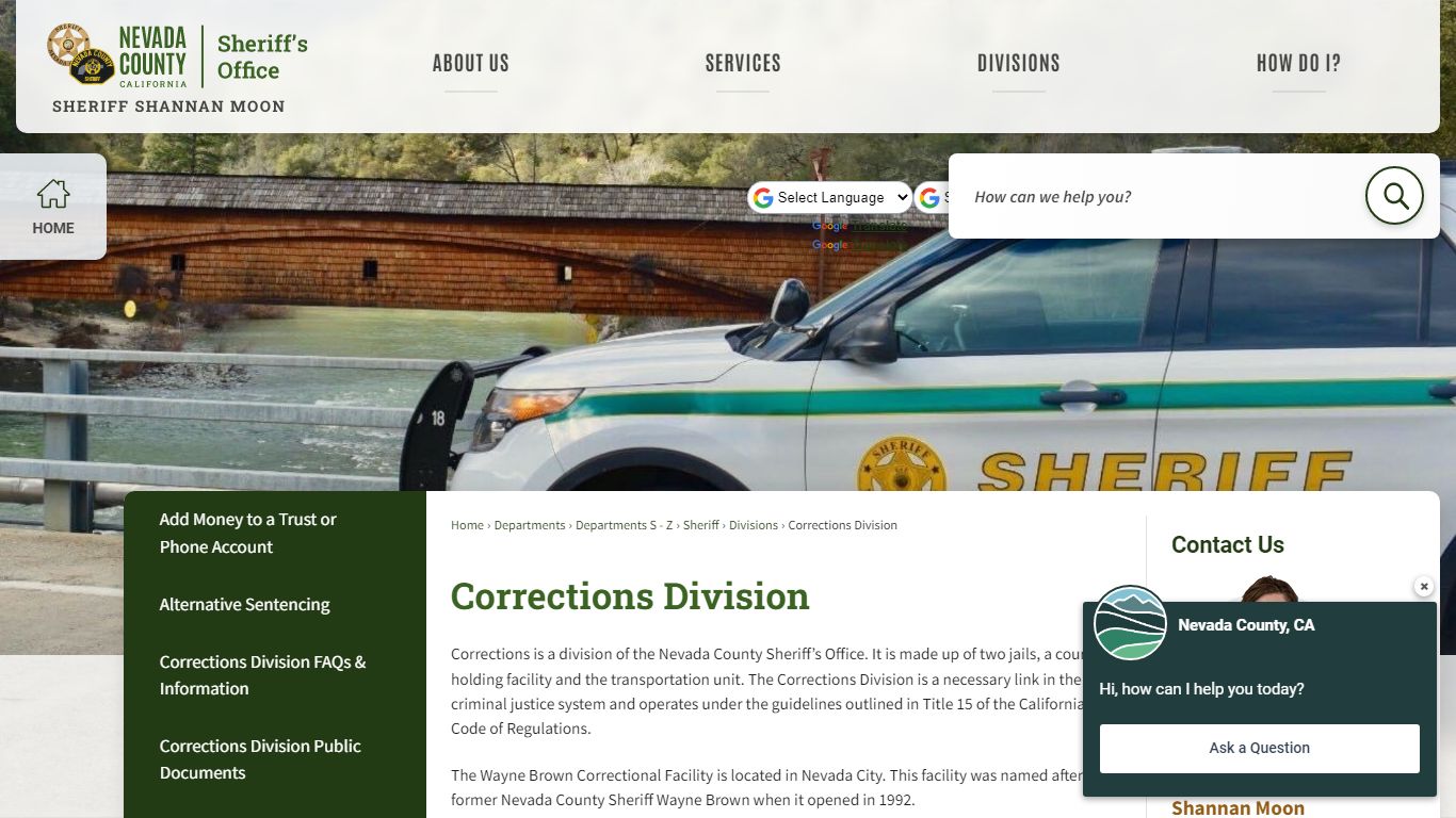Corrections Division | Nevada County, CA